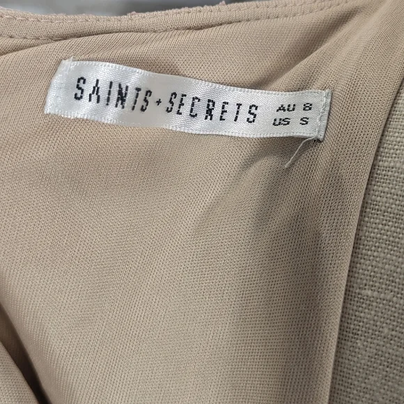 Saints + Secrets Small Dreamy Long Sleeve Blush Pink Ruffle Mini Dress - Picture 6 of 15